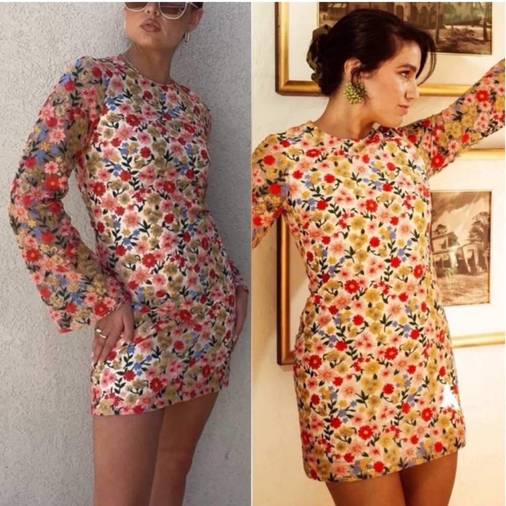 Antonio Melani Nat Note Floral Embroidered Dress S 6